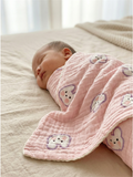 MUSLIN BATH TOWEL | PINK BUNNY