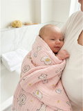 MUSLIN BATH TOWEL | PINK ELEPHANT