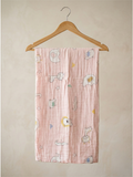 MUSLIN BATH TOWEL | PINK ELEPHANT